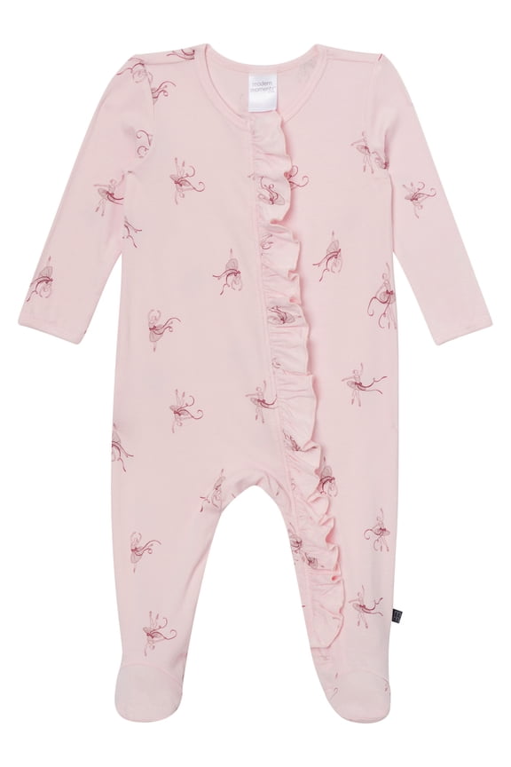 by Gerber Neutral Two-Way Zip Viscose Ruffled Sleep ´N Play Footed Pajamas, Sizes Newborn - 6/9 Months