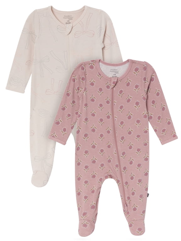 by Gerber Neutral Two-Way Zip Viscose Sleep ´N Play Footed Pajama, 2-Pack, Sizes Newborn - 24 Months
