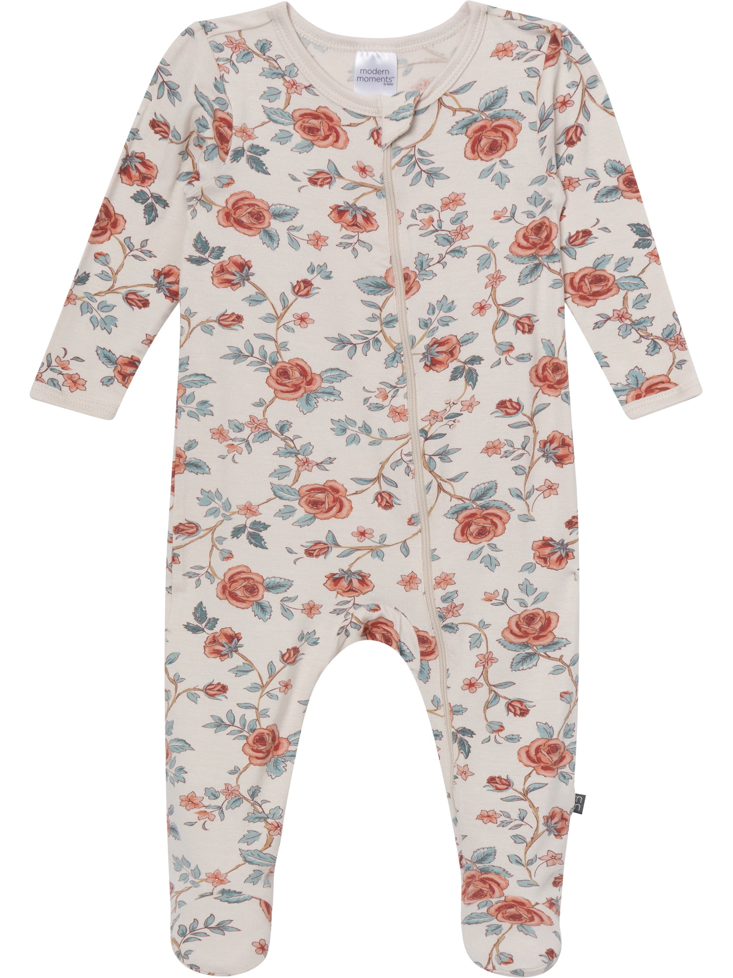 Modern Moments by Gerber Neutral Two-Way Zip Viscose Sleep ´N Play Footed Pajama , Sizes Newborn - 6/9 Months