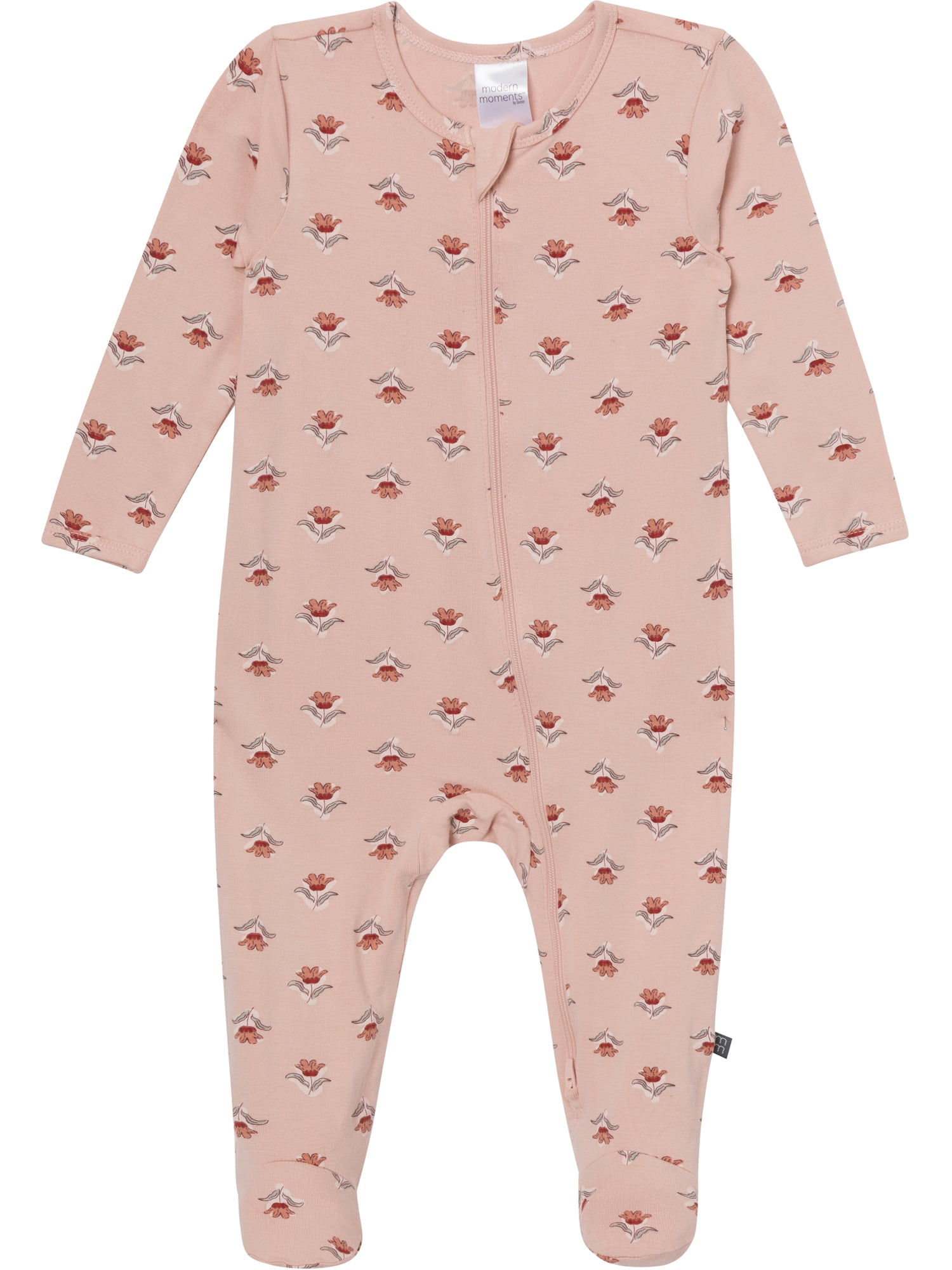 Modern Moments by Gerber Neutral Two-Way Zip Viscose Sleep ´N Play Footed Pajama , Sizes Newborn - 6/9 Months
