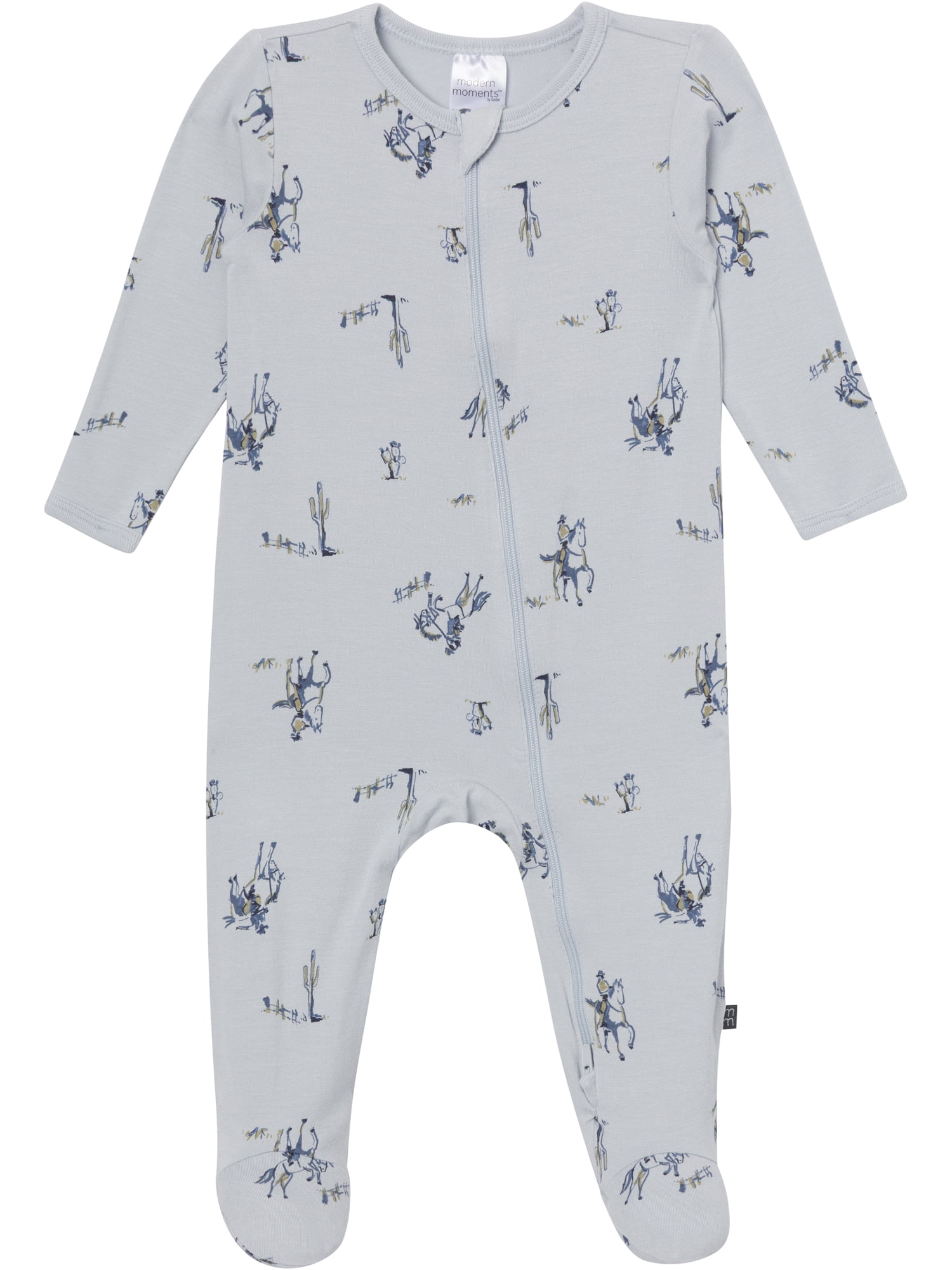 Modern Moments by Gerber Neutral Two-Way Zip Viscose Sleep ´N Play Footed Pajama , Sizes Newborn - 6/9 Months