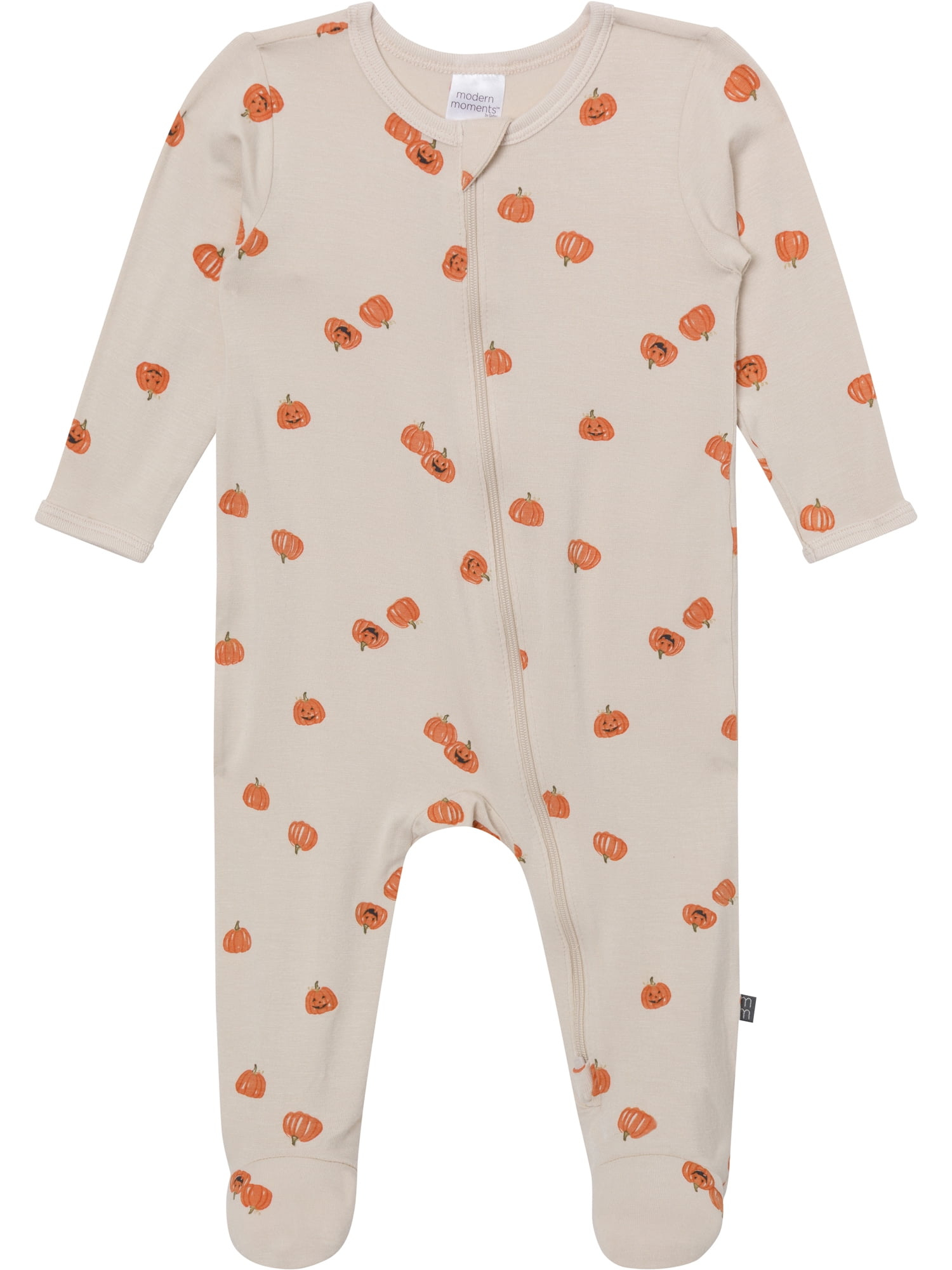 Modern Moments by Gerber Neutral Two-Way Zip Viscose Sleep ´N Play Footed Pajama , Sizes Newborn - 6/9 Months