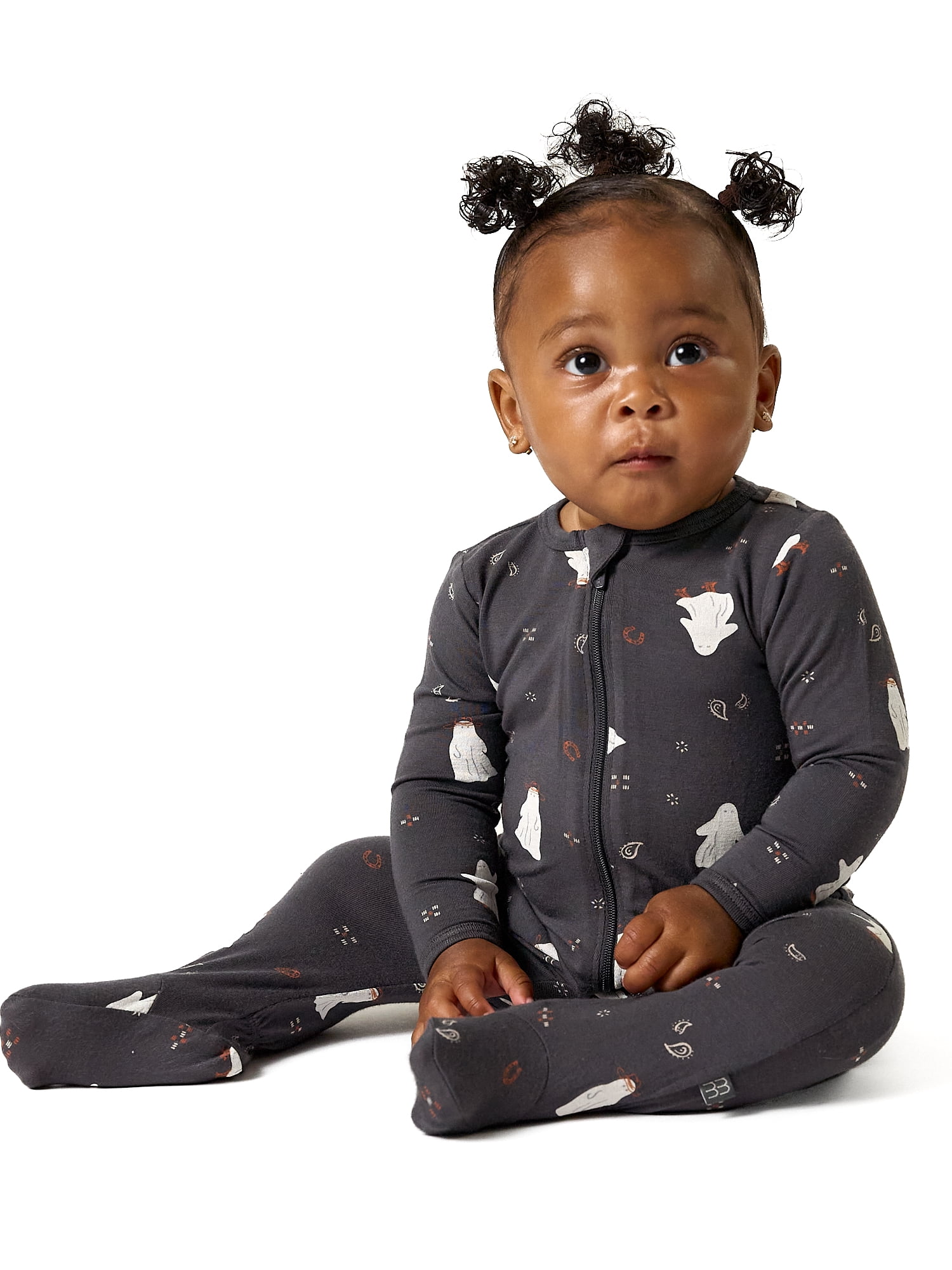 Modern Moments by Gerber Neutral Two-Way Zip Halloween Viscose Sleep ´N Play Footed Pajama , Sizes Newborn - 6/9 Months