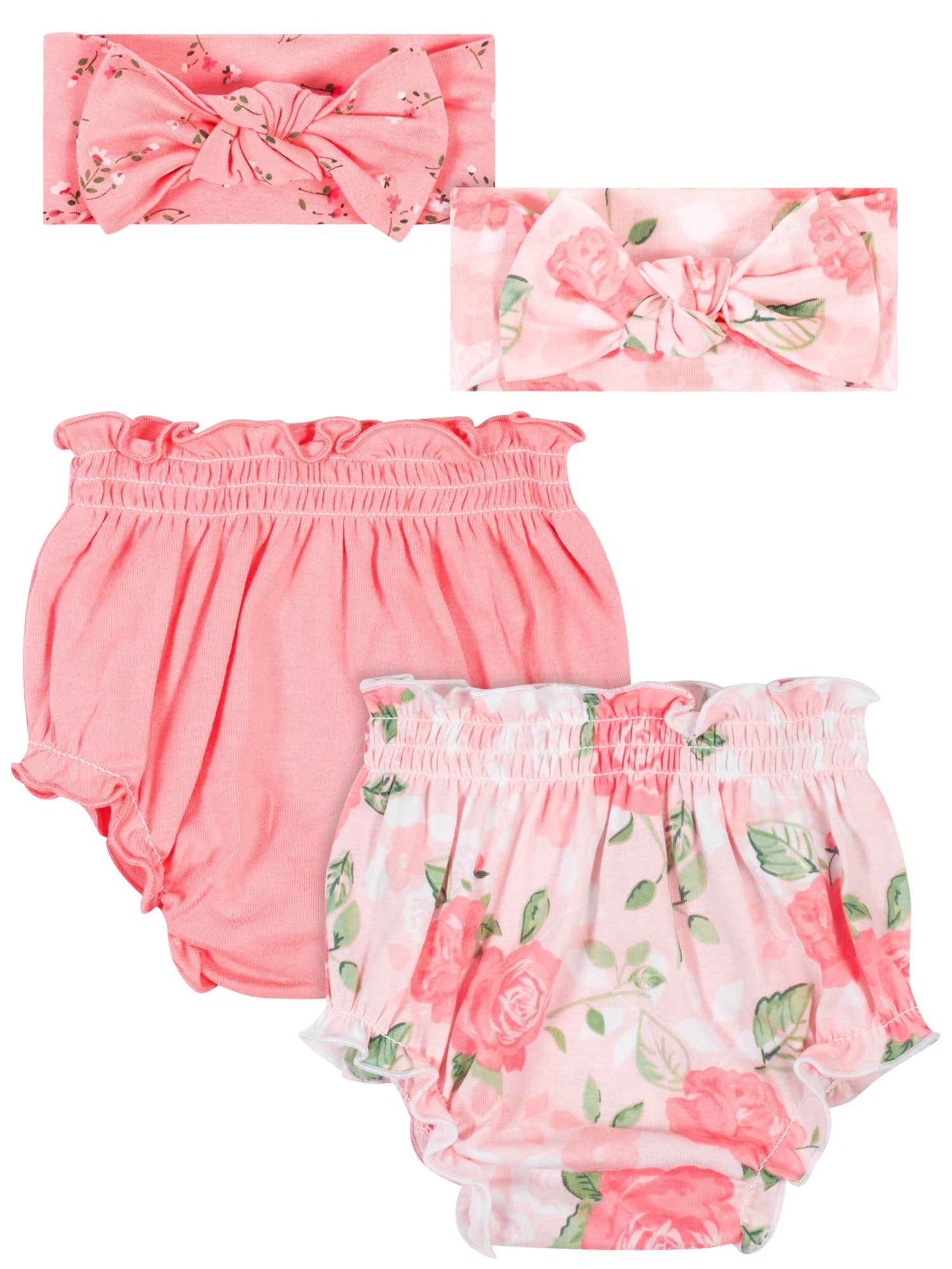 Modern Moments by Gerber Organic Baby Girl Diaper Covers & Headbands, 4