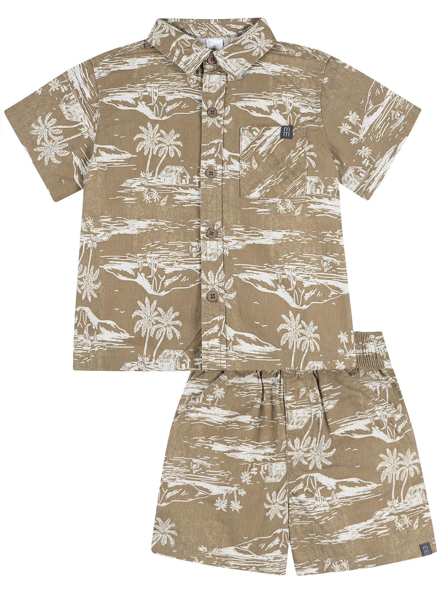 Modern Moments by Gerber Baby and Toddler Boy Button Front Shirt and Short Set, 2-Piece, Sizes 0/3 Months - 5T