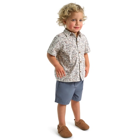 by Gerber Baby and Toddler Boy Button Front Shirt and Short Set, 2-Piece, Sizes 0/3 Months - 5T