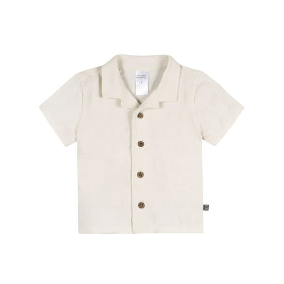 Modern Moments by Gerber Baby and Toddler Boy Organic Button Up Collar Top, Sizes 0/3 Months - 5T