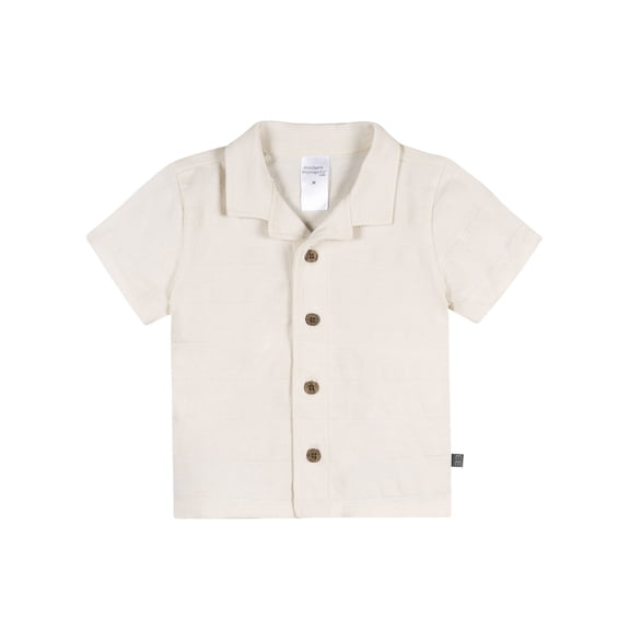 Modern Moments by Gerber Baby and Toddler Boy Organic Button Up Collar Top, Sizes 0/3 Months - 5T