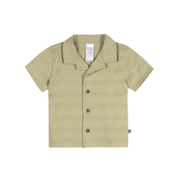 Modern Moments by Gerber Baby and Toddler Boy Button Up Collar Top, Sizes 0/3 Months - 5T