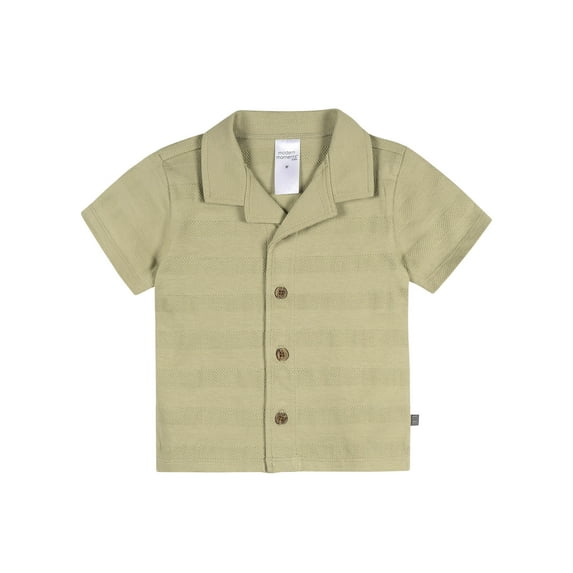 Modern Moments by Gerber Baby and Toddler Boy Organic Button Up Collar Top, Sizes 0/3 Months - 5T
