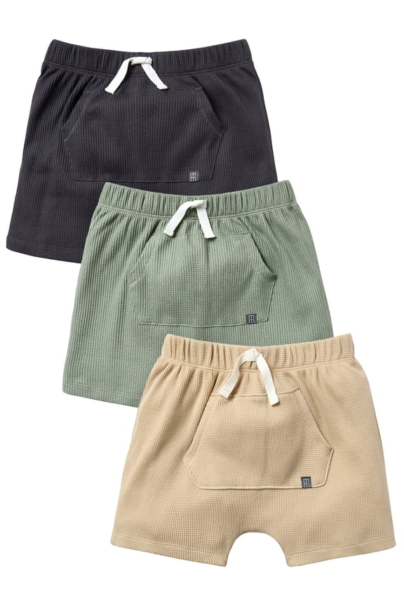 by Gerber Toddler Boy Harem Shorts with Kanga Pocket, 3-Pack, Sizes 12 Months - 5T