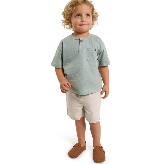 Modern Moments by Gerber Baby and Toddler Boy Henley Tee and Short Set, 2-Piece, Sizes 0/3 Months - 5T