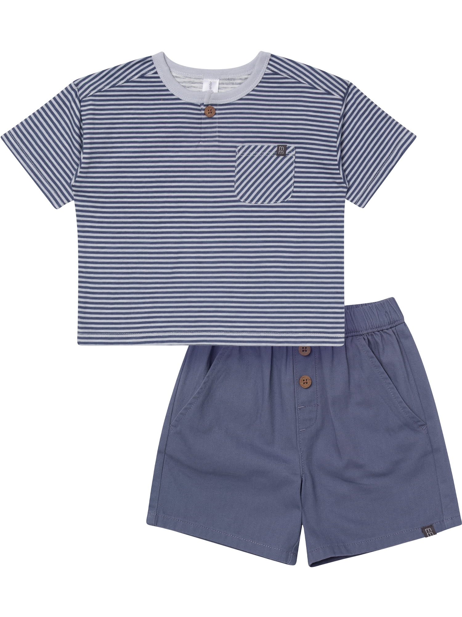 Modern Moments by Gerber Baby and Toddler Boy Henley Tee and Short Set, 2-Piece, Sizes 0/3 Months - 5T