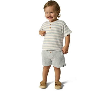 Modern Moments by Gerber Toddler Boy Henley Top and Short Outfit Set, 2-Piece, 12 Months - 5T