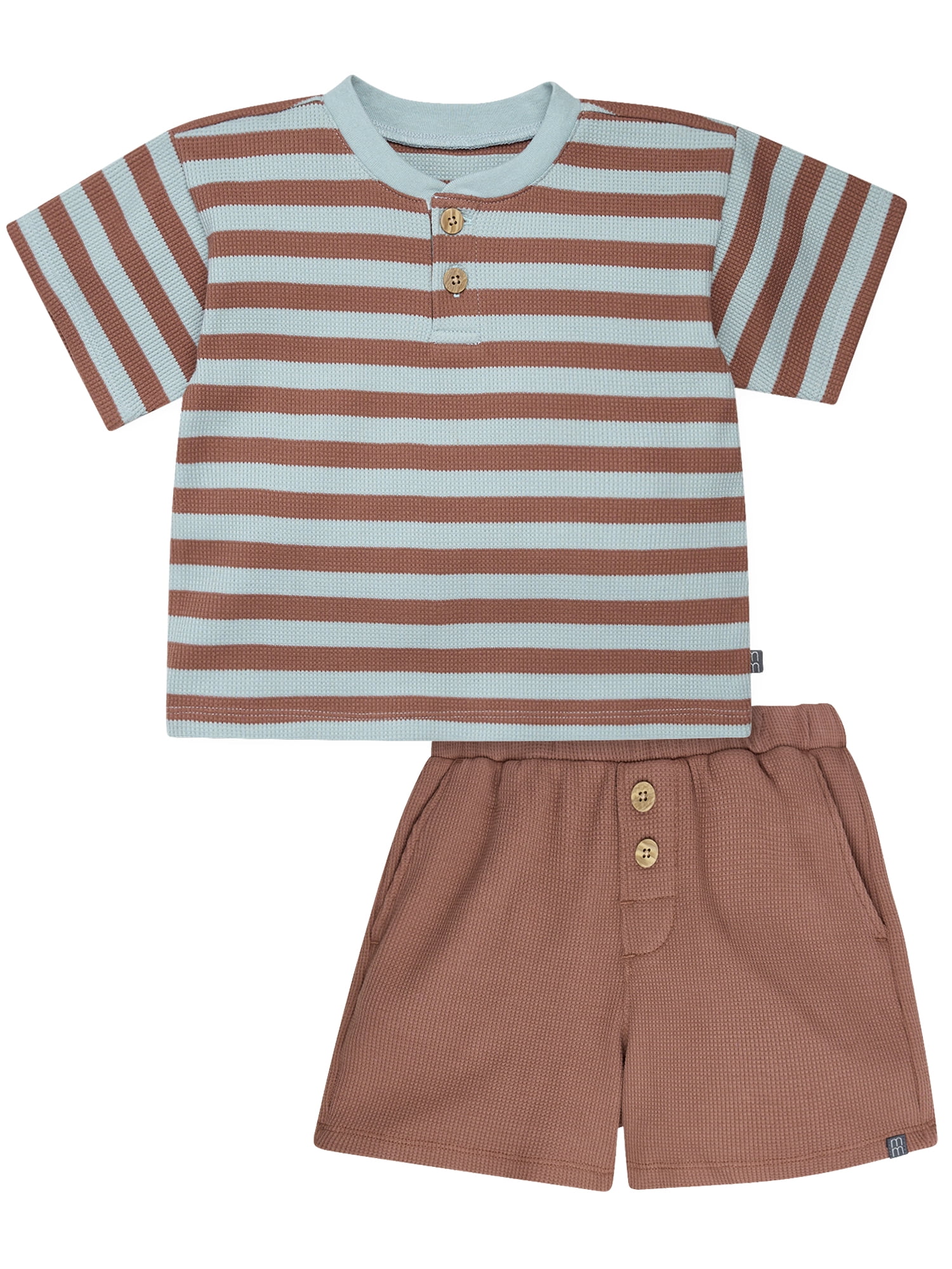 Modern Moments by Gerber Toddler Boy Henley Top and Short Outfit Set, 2-Piece, 12 Months - 5T