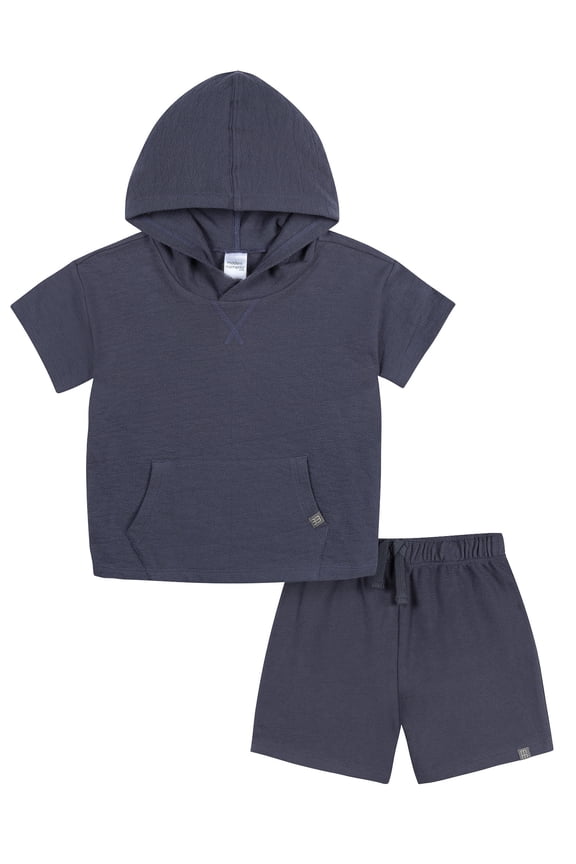 by Gerber Toddler Boy Hooded Top and Short Outfit Set, 2-Piece, Sizes 12 Months - 5T