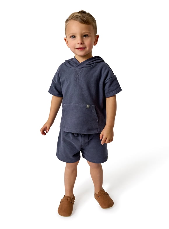 by Gerber Toddler Boy Hooded Top and Short Outfit Set, 2-Piece, Sizes 12 Months - 5T