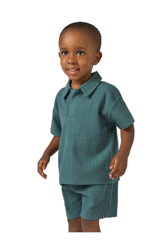 by Gerber Toddler Boy Johnny Collar and Short Outfit Set, 2-Piece, Sizes 12 Months - 5T