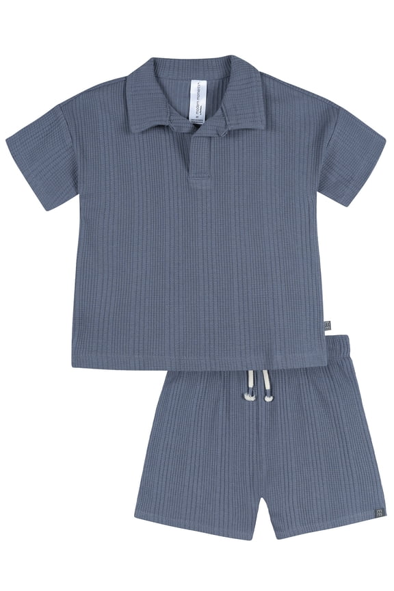 by Gerber Baby and Toddler Boy Johnny Collar Top and Pant Set, 2-Piece, Sizes 0/3 Months - 5T