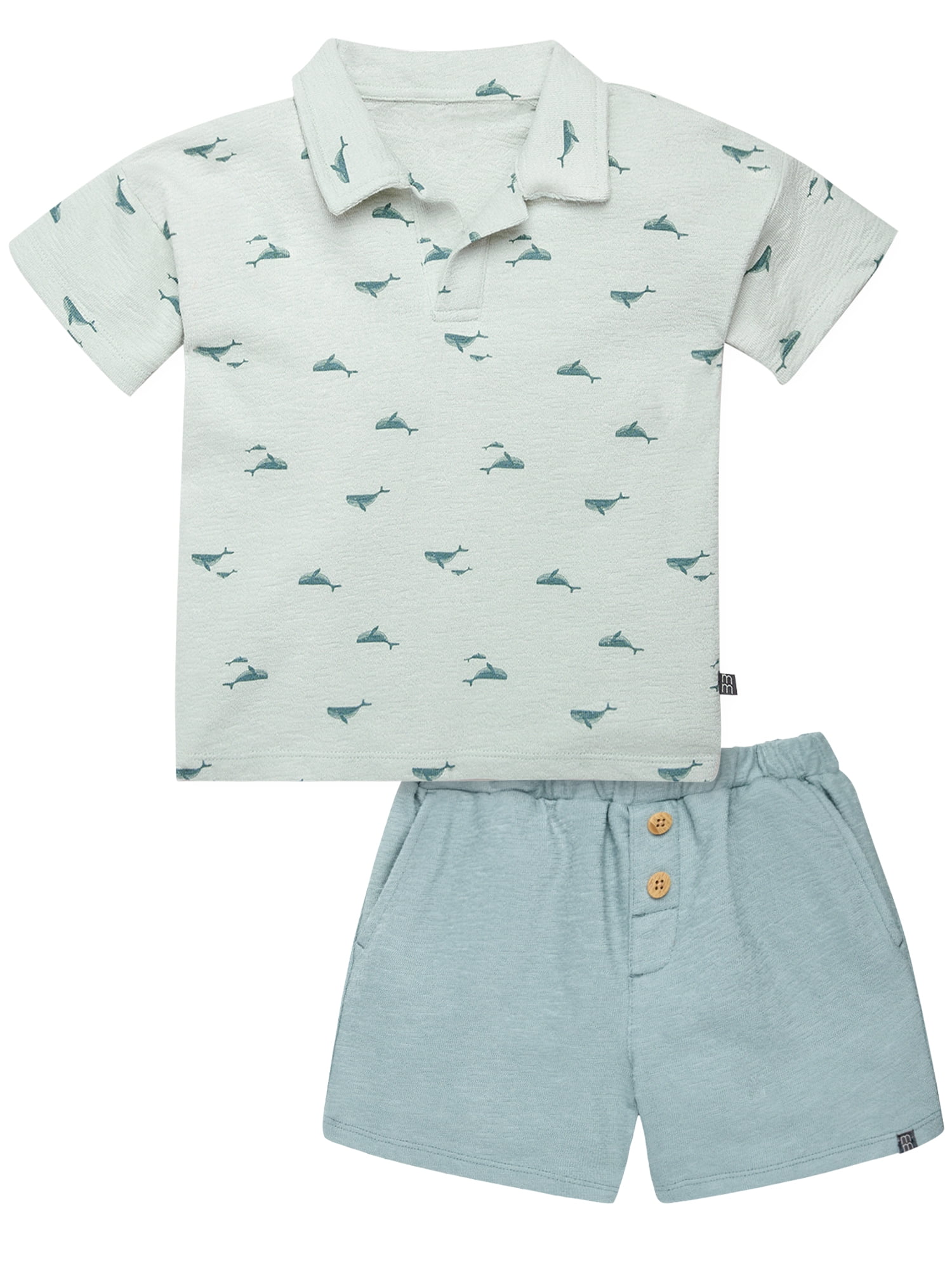 Modern Moments by Gerber Toddler Boy Jonny Collar Shirt and Short Outfit Set, 2-Piece, 12 Months - 5T