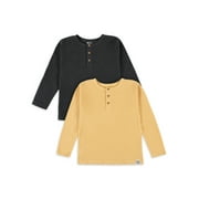 Modern Moments by Gerber Toddler Boy Long-Sleeve Casual Waffle Henley T-Shirts 2-Pack, 12M-5T