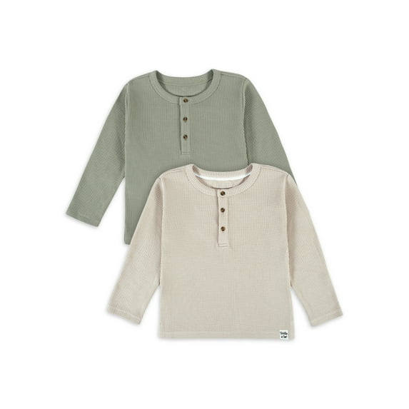 Modern Moments by Gerber Toddler Boy Long-Sleeve Casual Waffle Henley T-Shirts, 2-Pack, 12M-5T