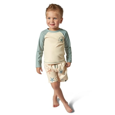 Modern Moments by Gerber Toddler Boy Long Sleeve Rashguard and Short Set, 2-Piece, Sizes 0/3M - 5T