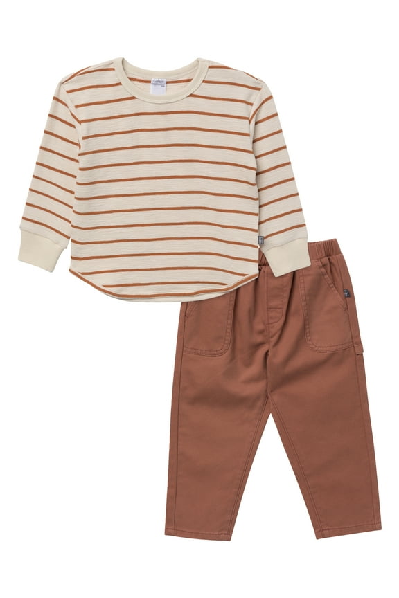 by Gerber Toddler Boy Long Sleeve Top and Pant Set, Sizes 12M-5T