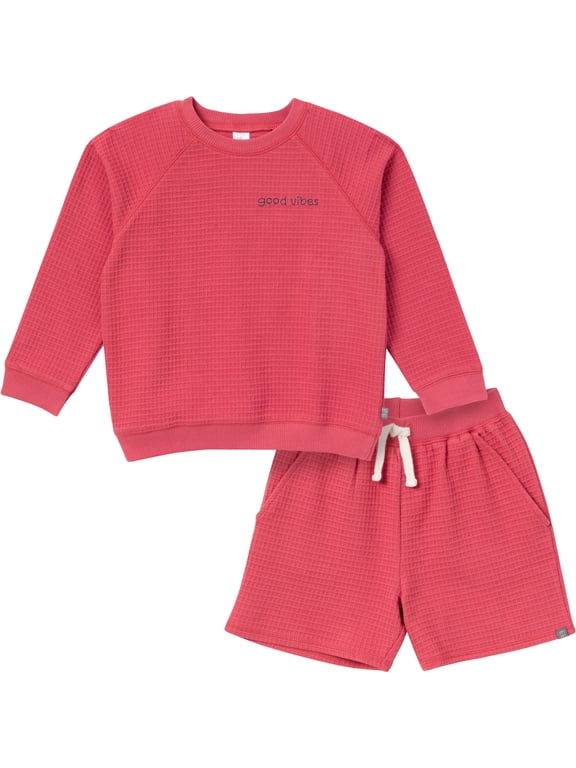 by Gerber Toddler Boy Long Sleeve Top and Short Set, 2-Piece, Sizes 12 Months - 5T