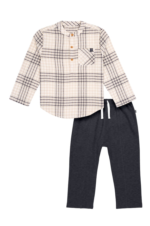 by Gerber Toddler Boy Mandarian Shirt and Pant Set, 2-Piece, Sizes 12M-5T