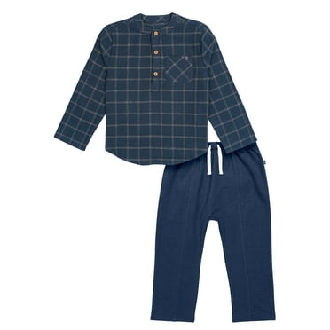 Modern Moments by Gerber Toddler Boy Mandarian Shirt and Pant Set, 2-Piece, Sizes 12M-5T