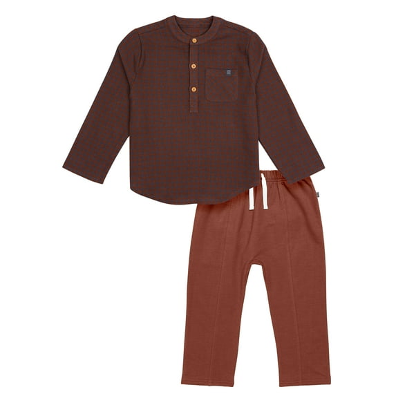 Modern Moments by Gerber Toddler Boy Mandarian Shirt and Pant Set, 2-Piece, Sizes 12M-5T