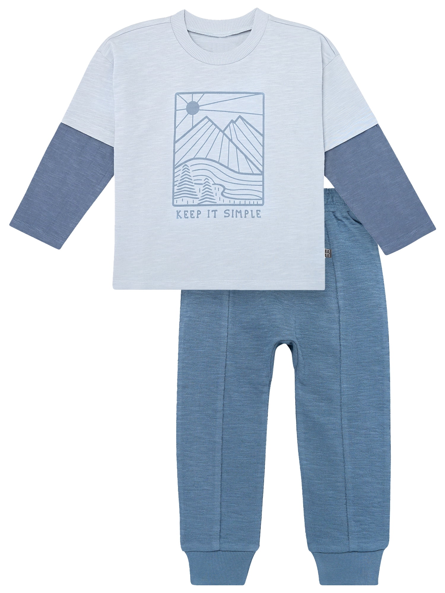 Modern Moments by Gerber Toddler Boy Organic Graphic Tee and Pant Outfit Set, Sizes 12 Months - 5T