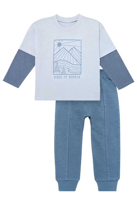 by Gerber Toddler Boy Organic Graphic Tee and Pant Outfit Set, Sizes 12 Months - 5T