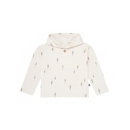 Modern Moments by Gerber Toddler Boy Organic Long Sleeve Hooded Henley Tee, Sizes 12 Months - 5T