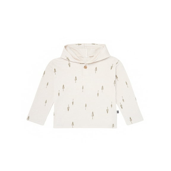 Modern Moments by Gerber Toddler Boy Organic Long Sleeve Hooded Henley Tee, Sizes 12 Months - 5T