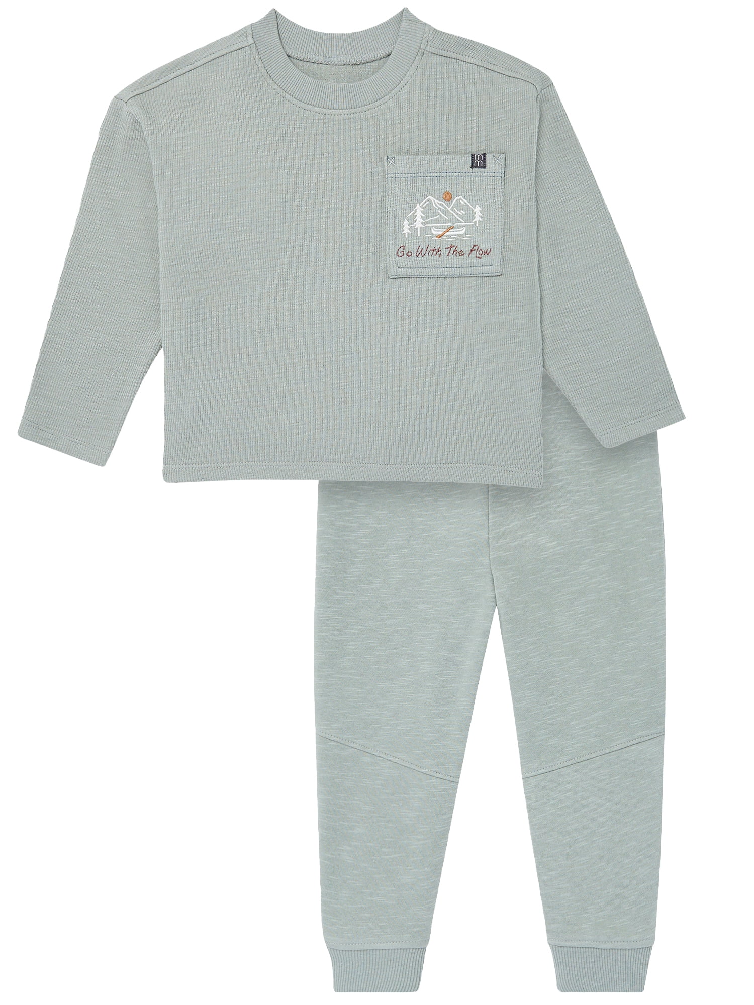 Modern Moments by Gerber Toddler Boy Organic Long Sleeve Tee and Sweatpant Outfit Set, Sizes 12 Months - 5T