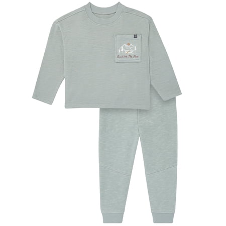 Modern Moments by Gerber Toddler Boy Organic Long Sleeve Tee and Sweatpant Outfit Set, Sizes 12 Months - 5T