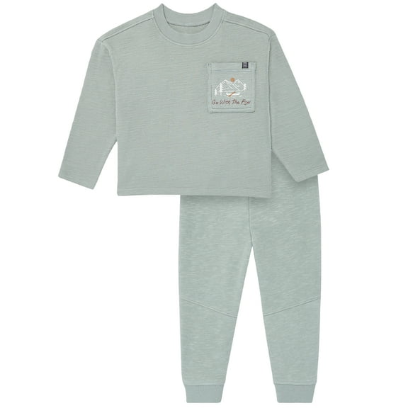 Modern Moments by Gerber Toddler Boy Organic Long Sleeve Tee and Sweatpant Outfit Set, Sizes 12 Months - 5T