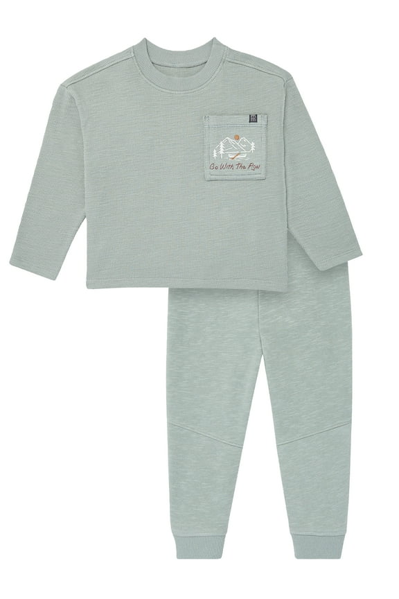 by Gerber Toddler Boy Organic Long Sleeve Tee and Sweatpant Outfit Set, Sizes 12 Months - 5T