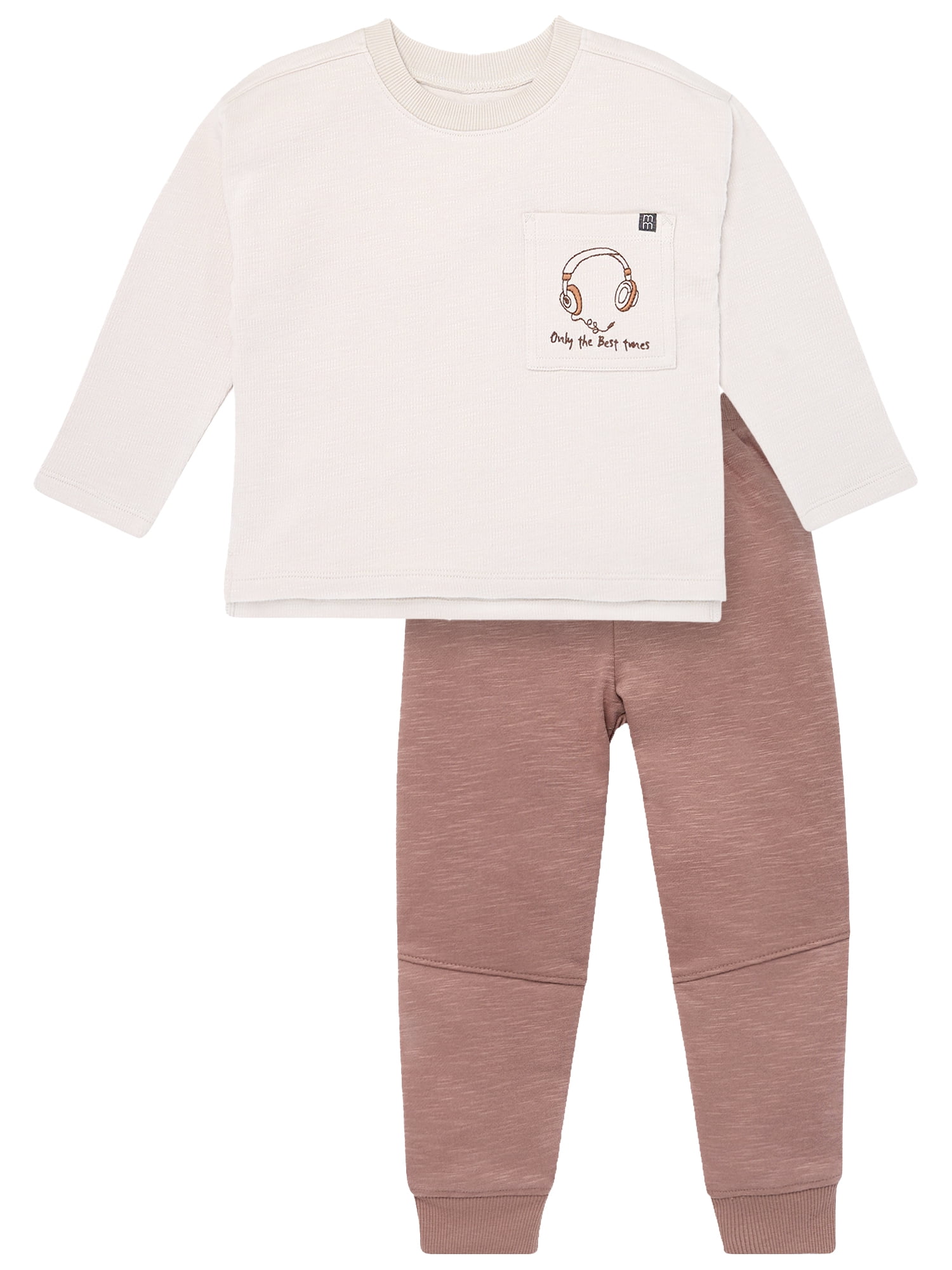 Modern Moments by Gerber Toddler Boy Organic Long Sleeve Tee and Sweatpant Outfit Set, Sizes 12 Months - 5T