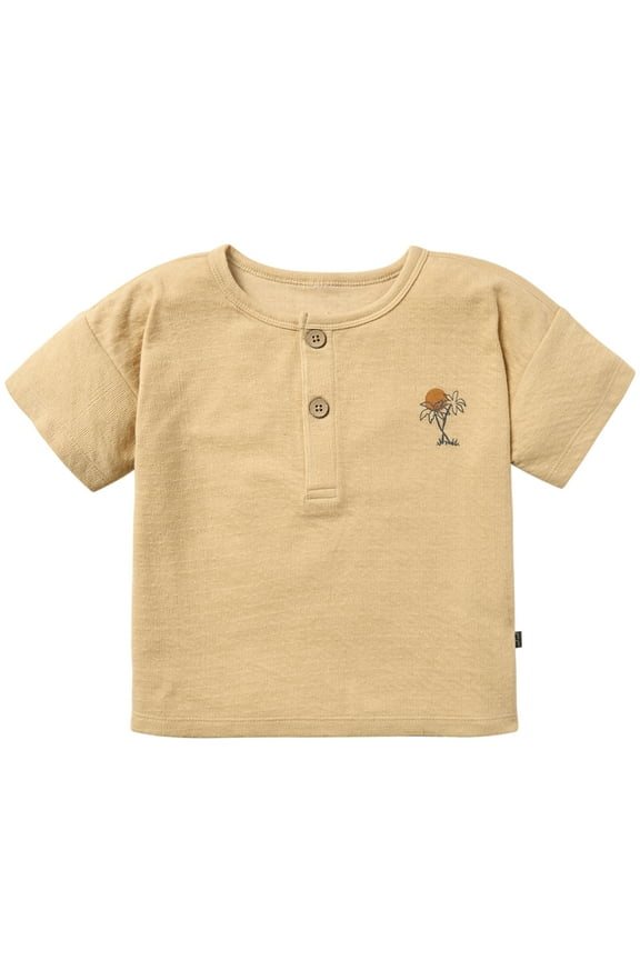 by Gerber Toddler Boy Organic Short Sleeve Henley T-Shirt, Sizes 12M-5T