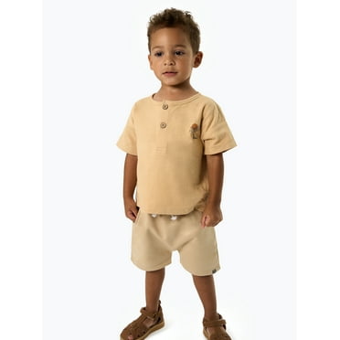 Modern Moments by Gerber Toddler Boy Organic Top and Shorts Outfit Set, Sizes 12M-5T