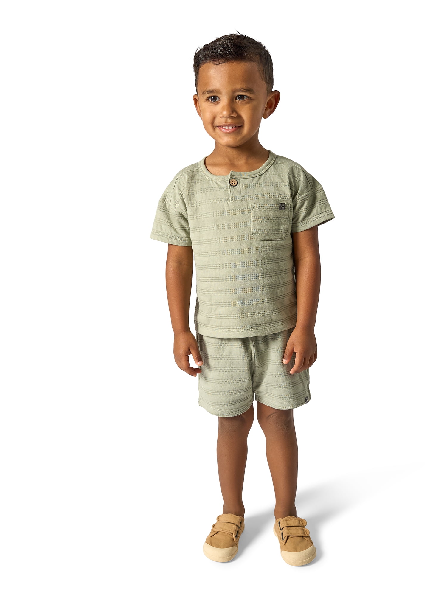 Modern Moments by Gerber Toddler Boy Oversized Textured Shirt and Short Outfit Set, 2-Piece, 12 Months - 5T