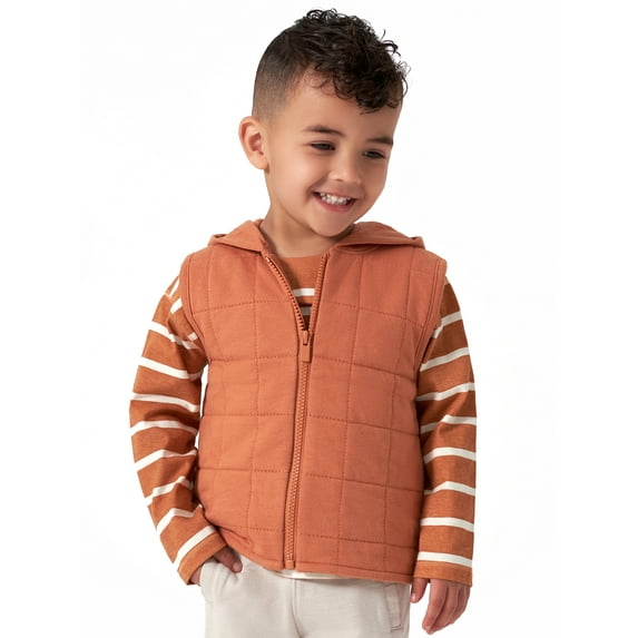 Modern Moments by Gerber Toddler Boy Quilted Hooded Zip Vest, Sizes 12M-5T