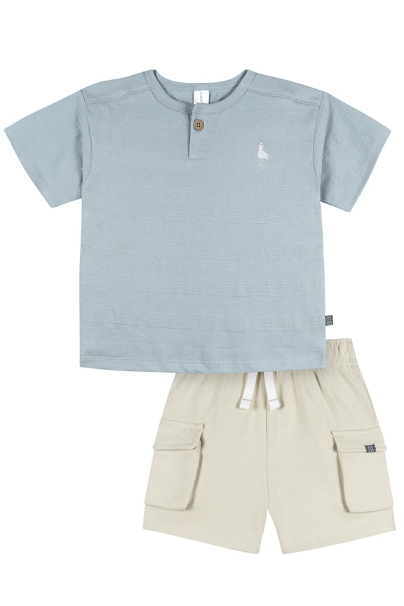 by Gerber Toddler Boy Shirt and Cargo Short Outfit Set, 2-Piece, Sizes 12 Months - 5T