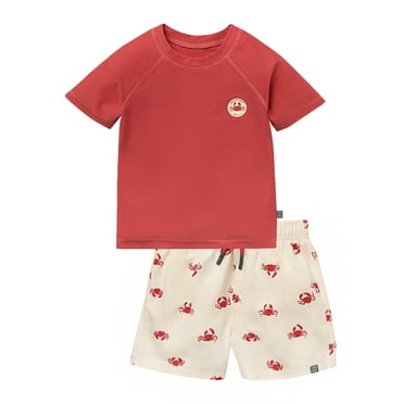 Modern Moments by Gerber Toddler Boy Short Sleeve Rash Guard and Trunk Set, 2-Piece, Sizes 12M - 5T