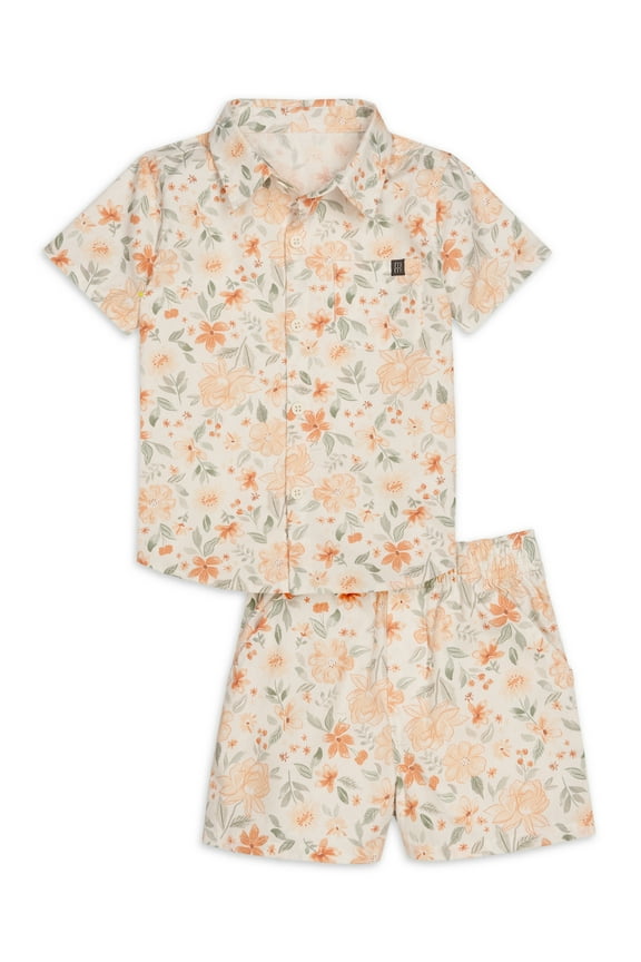 by Gerber Toddler Boy Woven Shirt and Short Set, Sizes 12M-5T