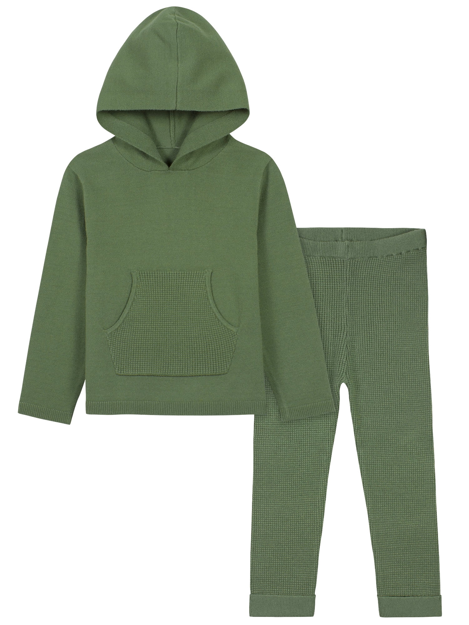 Modern Moments by Gerber Toddler Boys or Girls Unisex Sweater Knit Hoodie and Active Pant, 2pc Outfit Set (12M-5T)