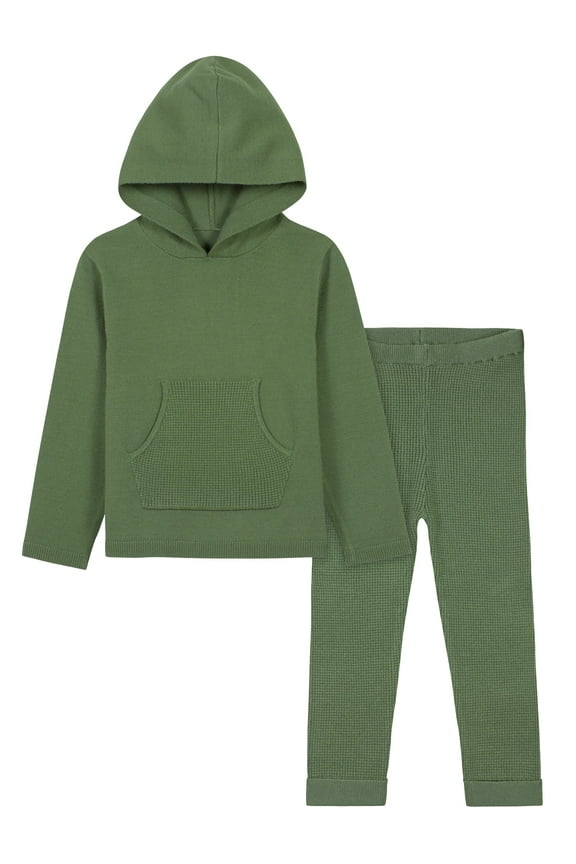 by Gerber Toddler Boys or Girls Unisex Sweater Knit Hoodie and Active Pant, 2pc Outfit Set (12M-5T)